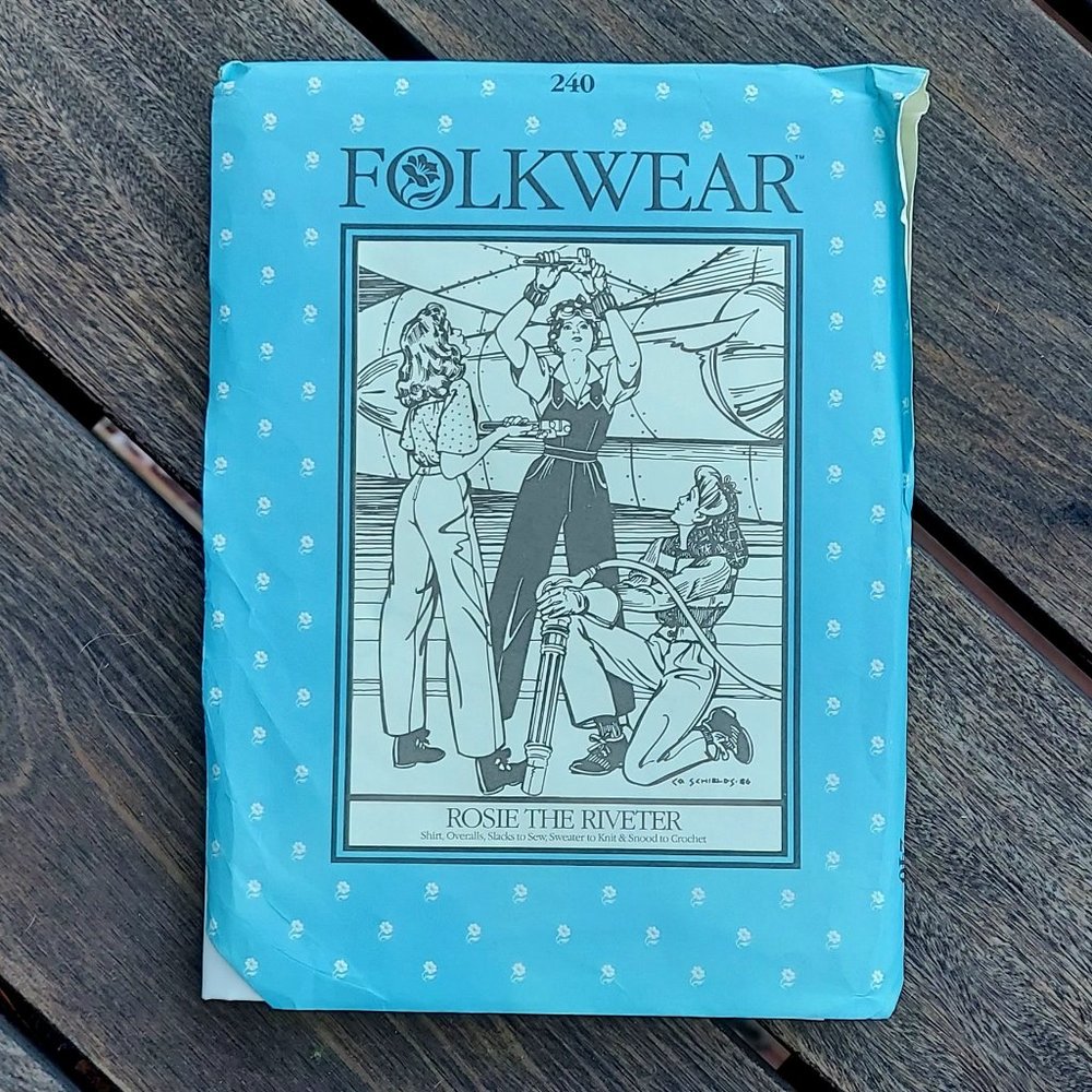 Folkwear Rosie the Riveter WWII 1940s Overalls, Shirt, Slacks Sewing Pattern